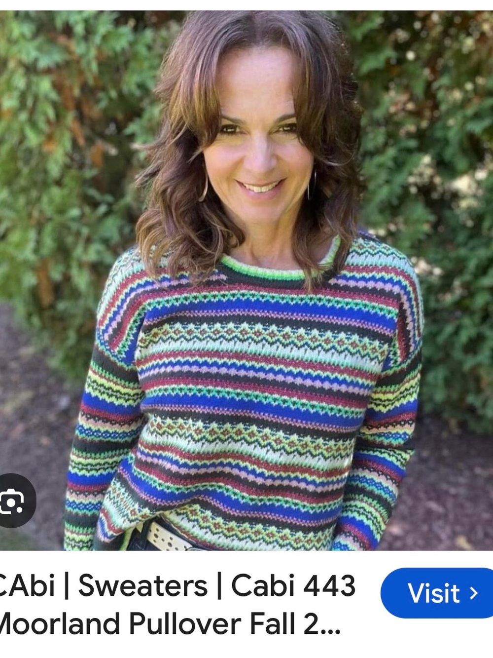 CAbi Moorland Multicolor Striped Fair Isle Pullover Sweater - Green Accents